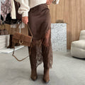 Suhkasana - Lace Trim Midi Pencil Skirt Elegant Date Night Style