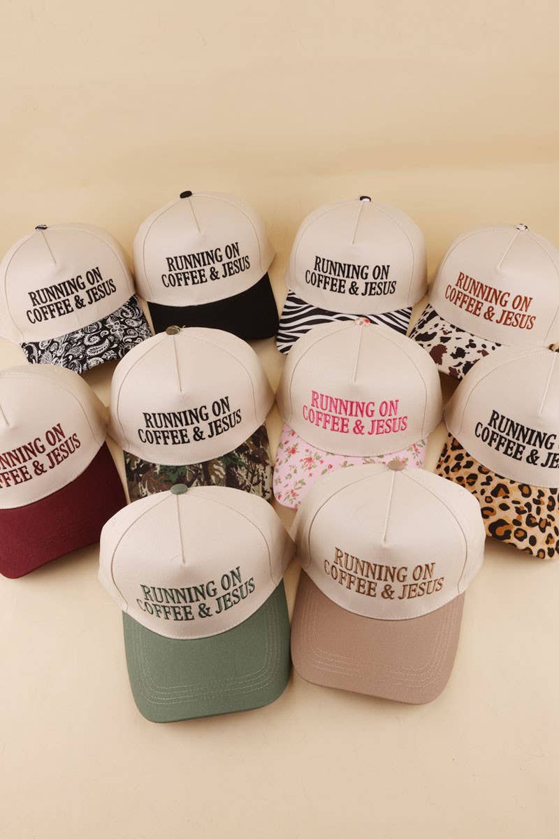 Vanilla Monkey - Running On Coffee &amp; Jesus Two Tone Cotton Hat