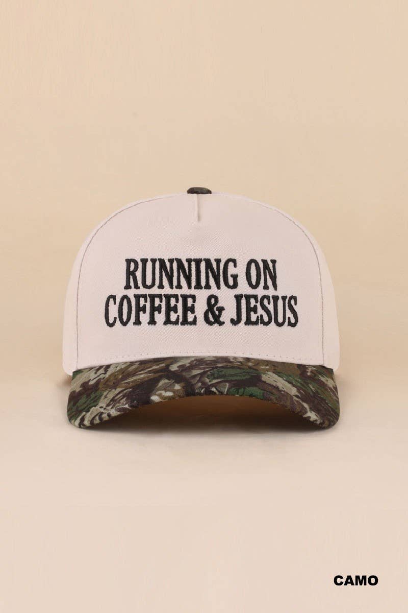 Vanilla Monkey - Running On Coffee &amp; Jesus Two Tone Cotton Hat