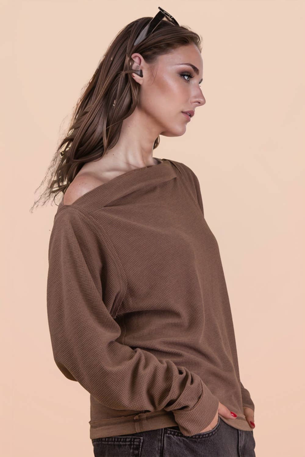 Boat Neck Solid Casual Knit Top