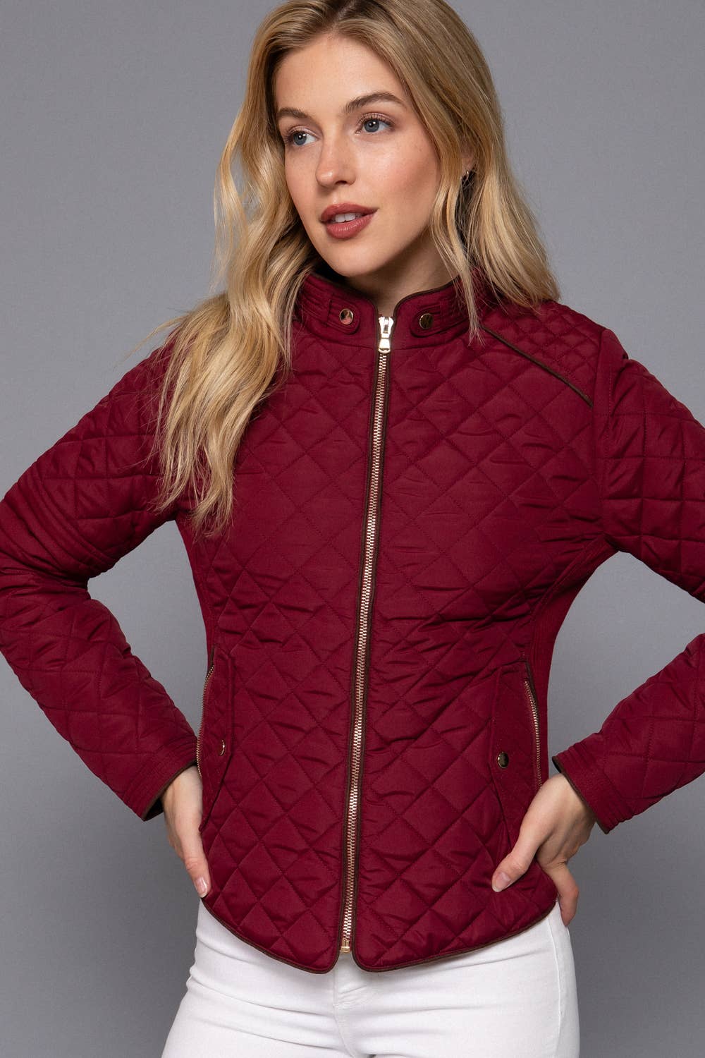 Active Basic | Active USA - Suede Piping Detail Rib Quilted Padding Jacket