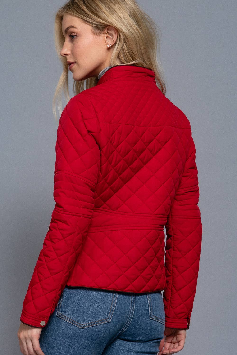 Active Basic | Active USA - Suede Piping Detail Rib Quilted Padding Jacket