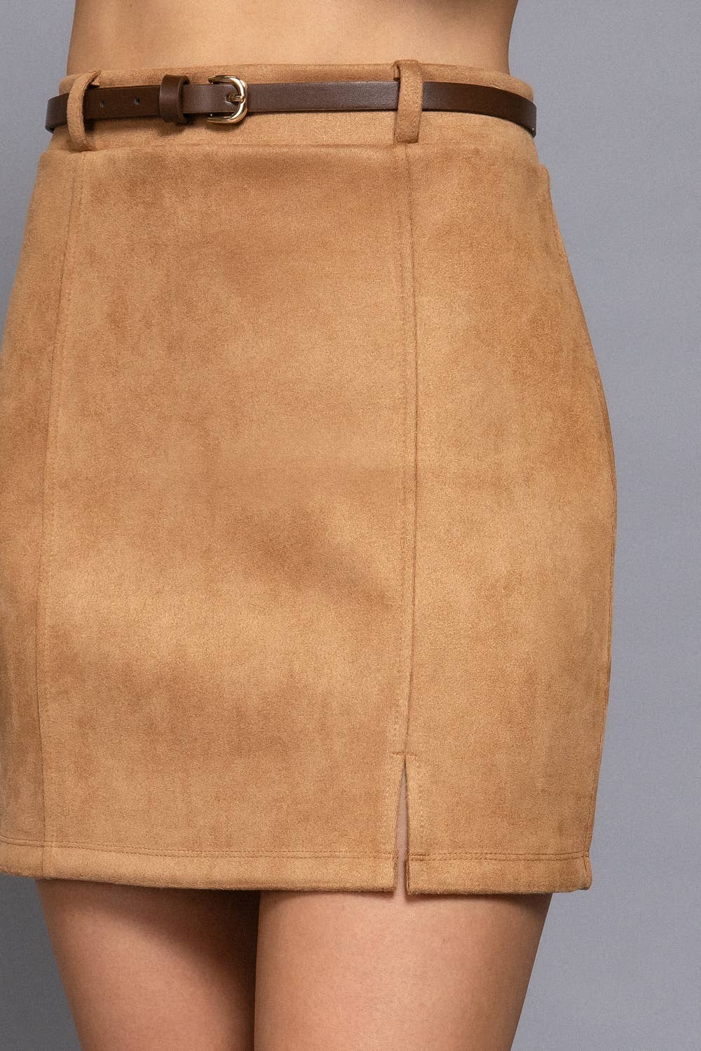 Active Basic | Active USA - Belted Faux Suede Mini Skirt