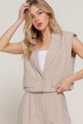 Active Basic | Active USA - Lapel Collar with Shoulder Pads Front Flap Detail Vest