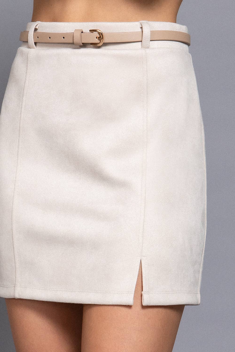 Active Basic | Active USA - Belted Faux Suede Mini Skirt