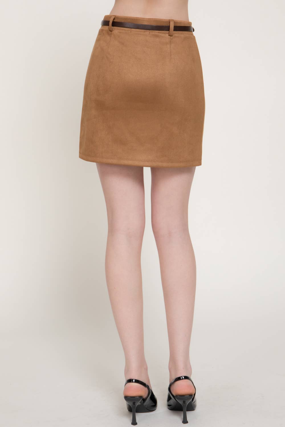 Active Basic | Active USA - Belted Faux Suede Mini Skirt