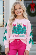 Kids Charm Online - Lt. Pink Merry & Bright Christmas printed sweater. TPG60717 SOL