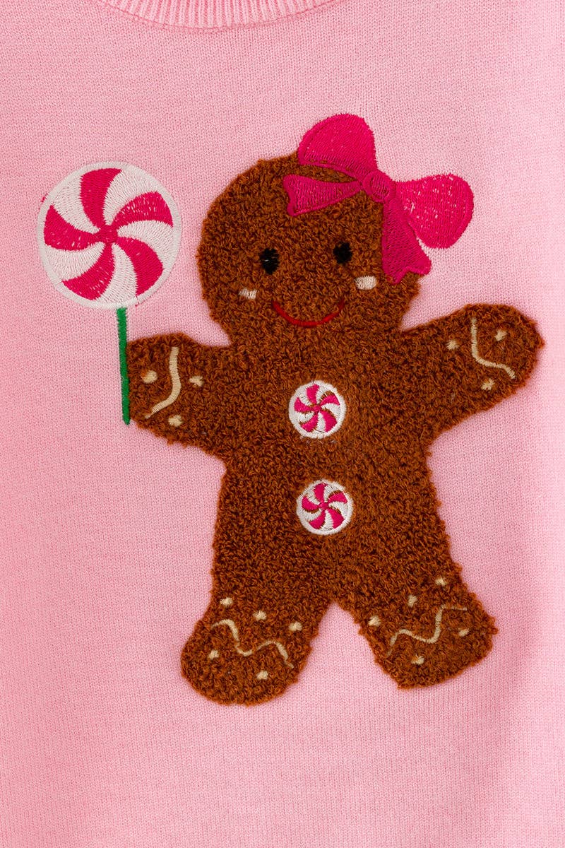 Kids Charm Online - Ginger cookie pink knit sweater with bow on sleeves. TPG60738 MON