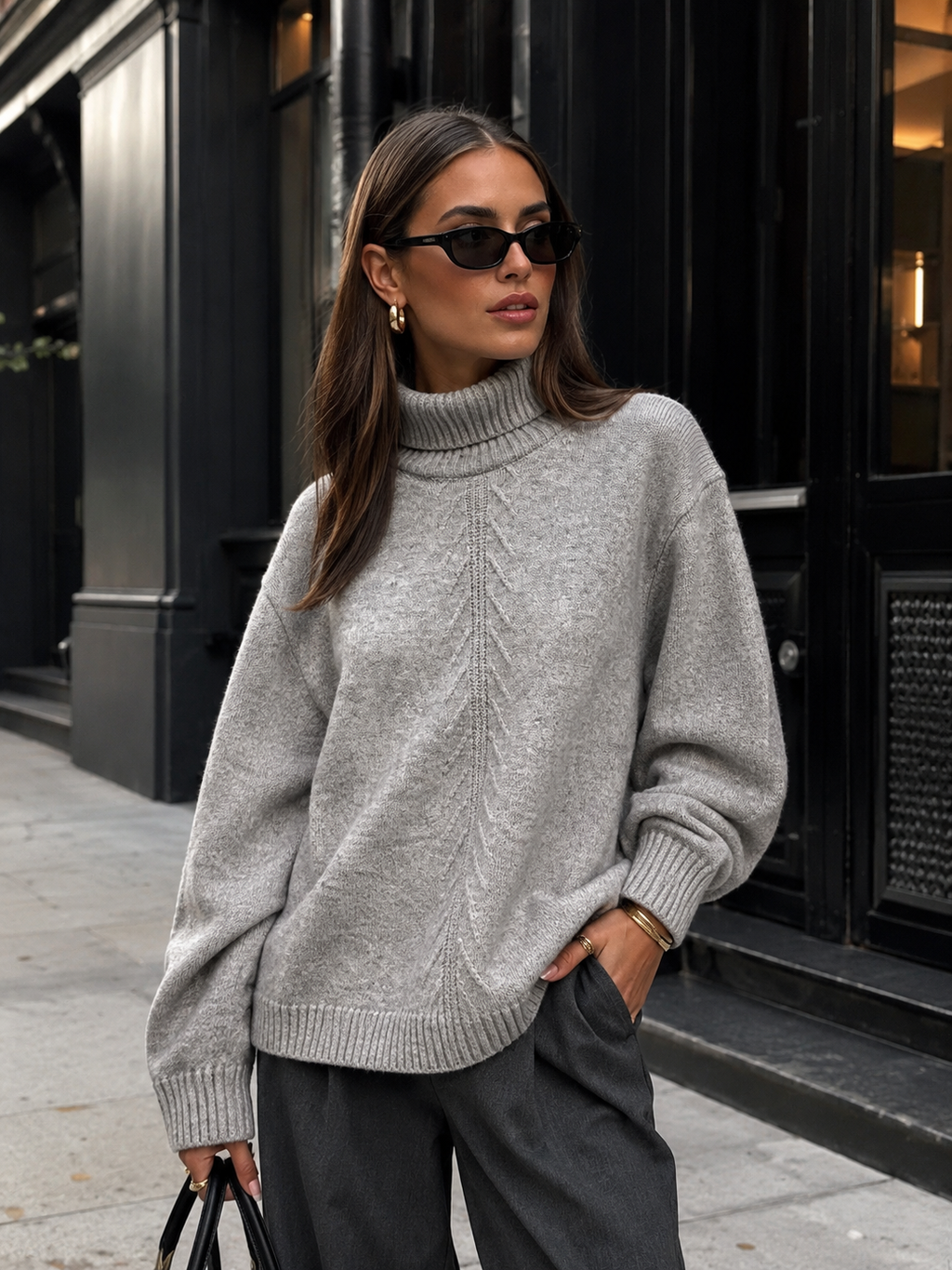 Cemia LA - Oversized Textured Turtleneck Sweater