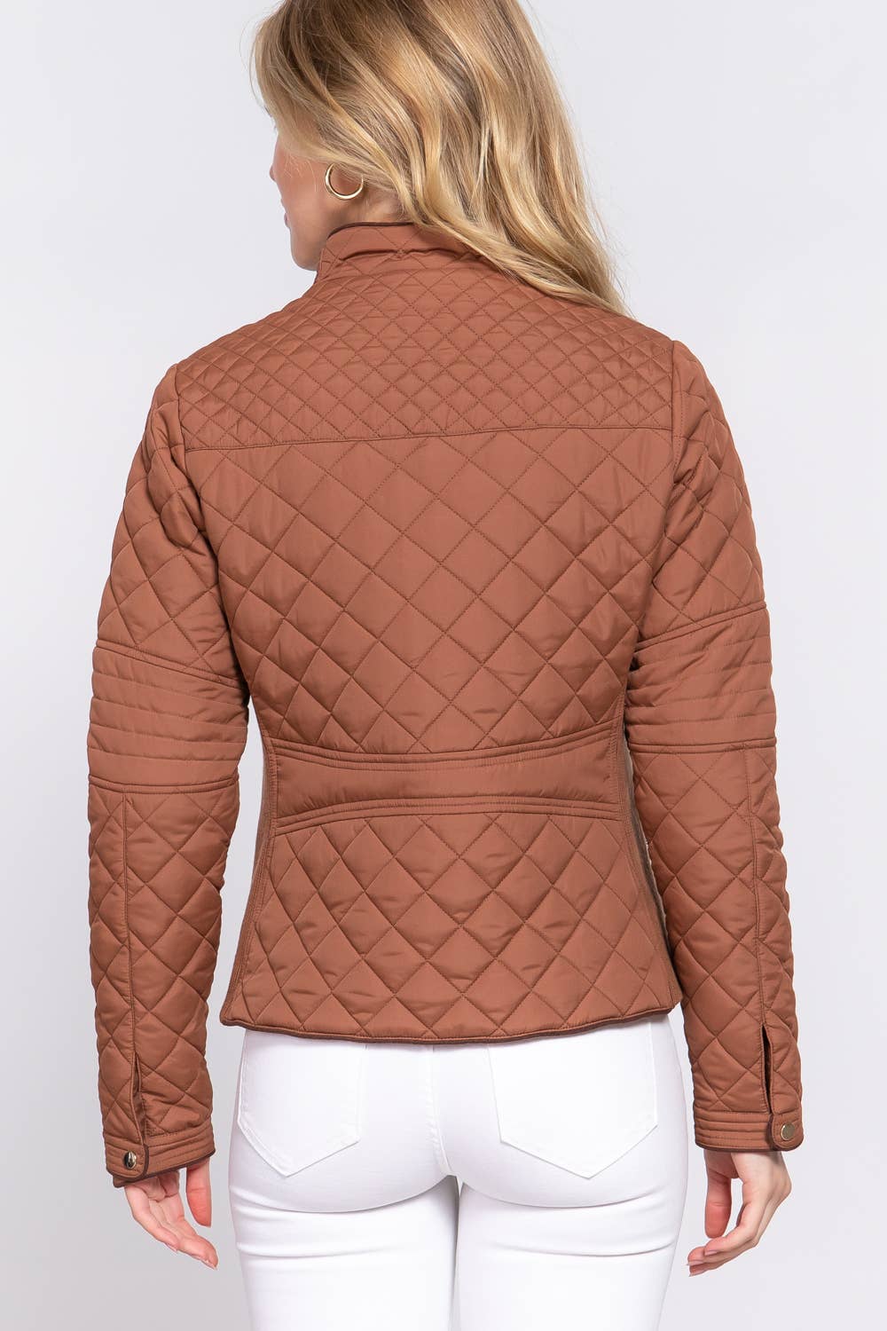 Active Basic | Active USA - Suede Piping Detail Rib Quilted Padding Jacket