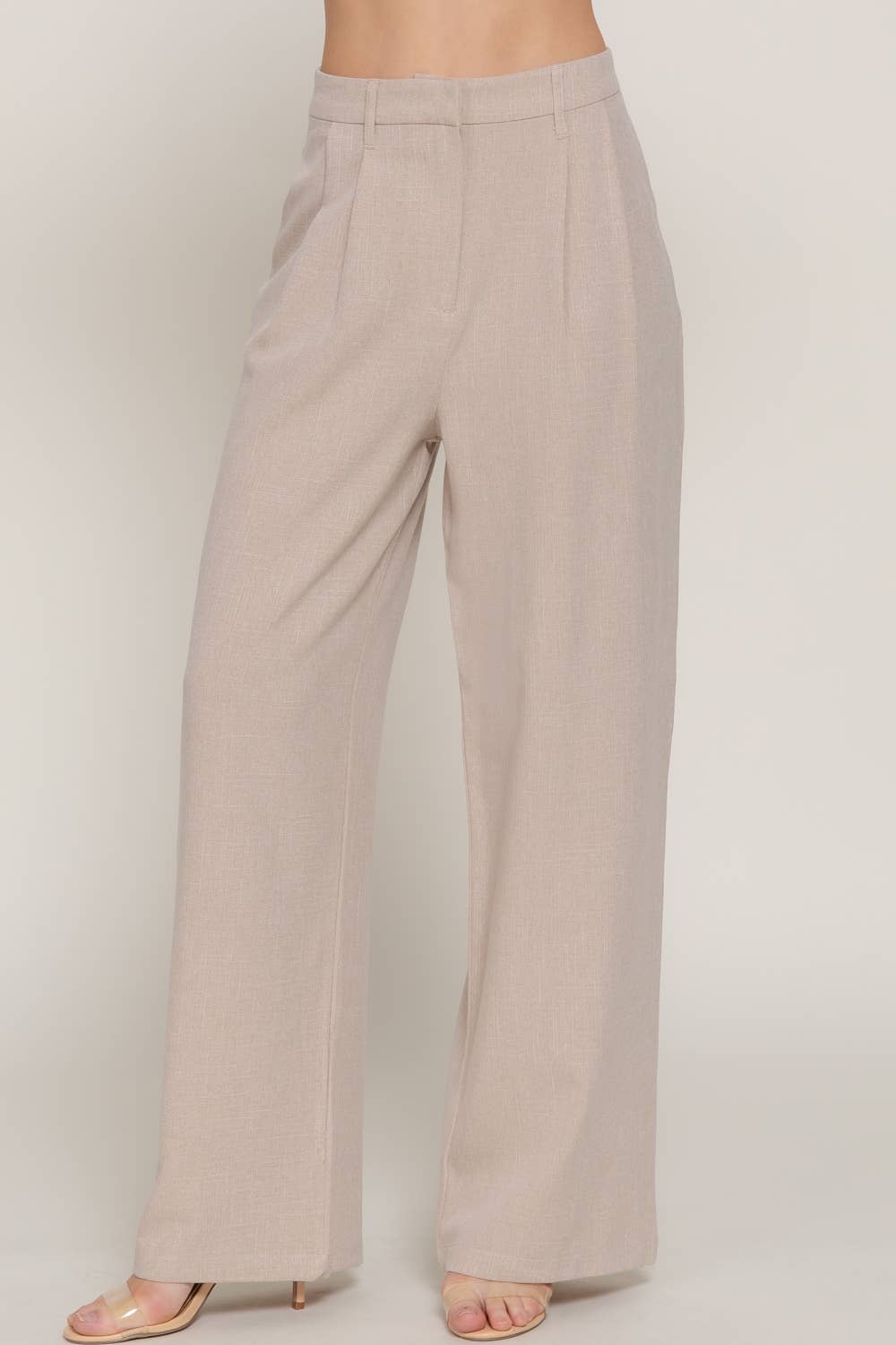 Active Basic | Active USA - Waist Pleats Wide Leg Long Pants