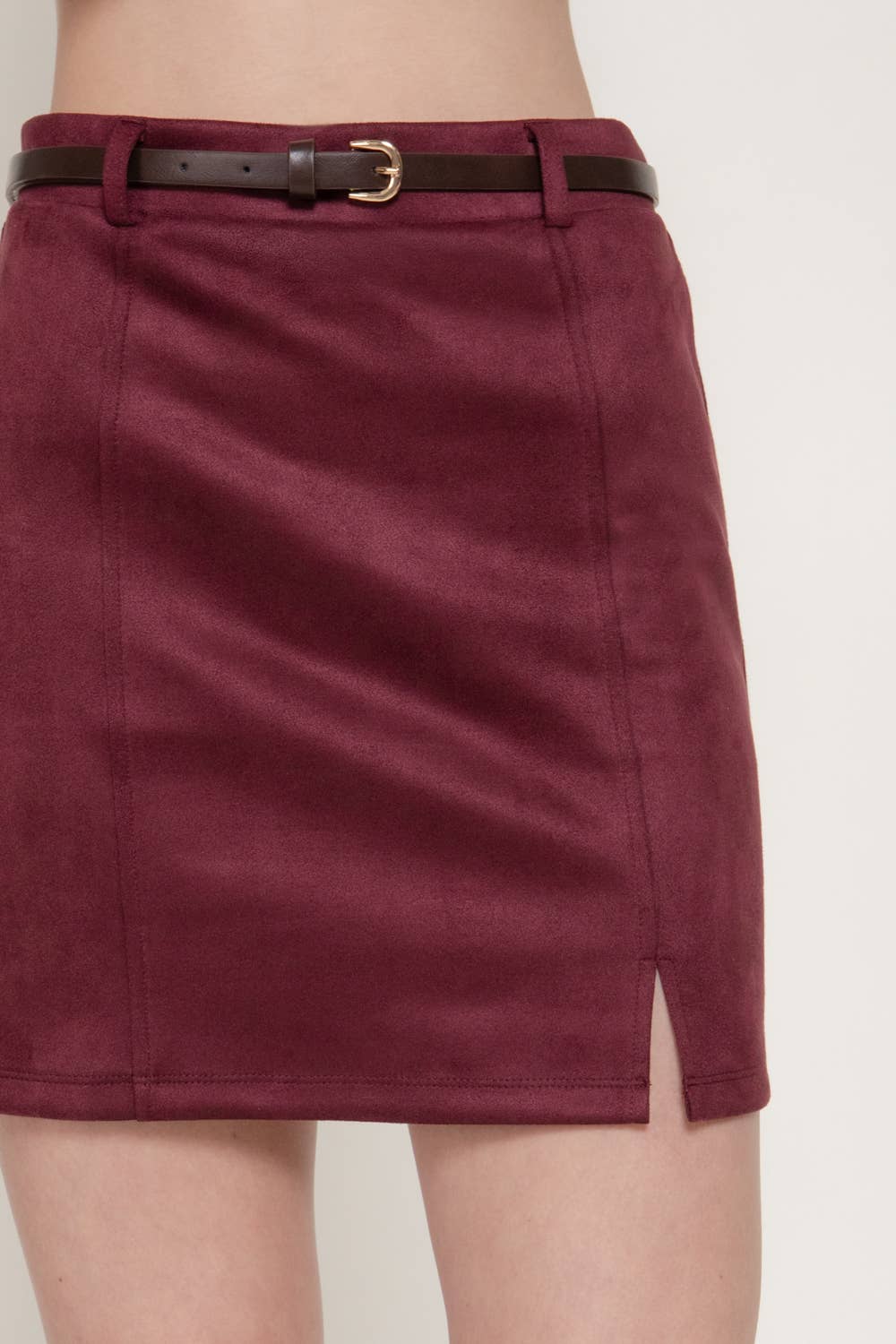 Active Basic | Active USA - Belted Faux Suede Mini Skirt