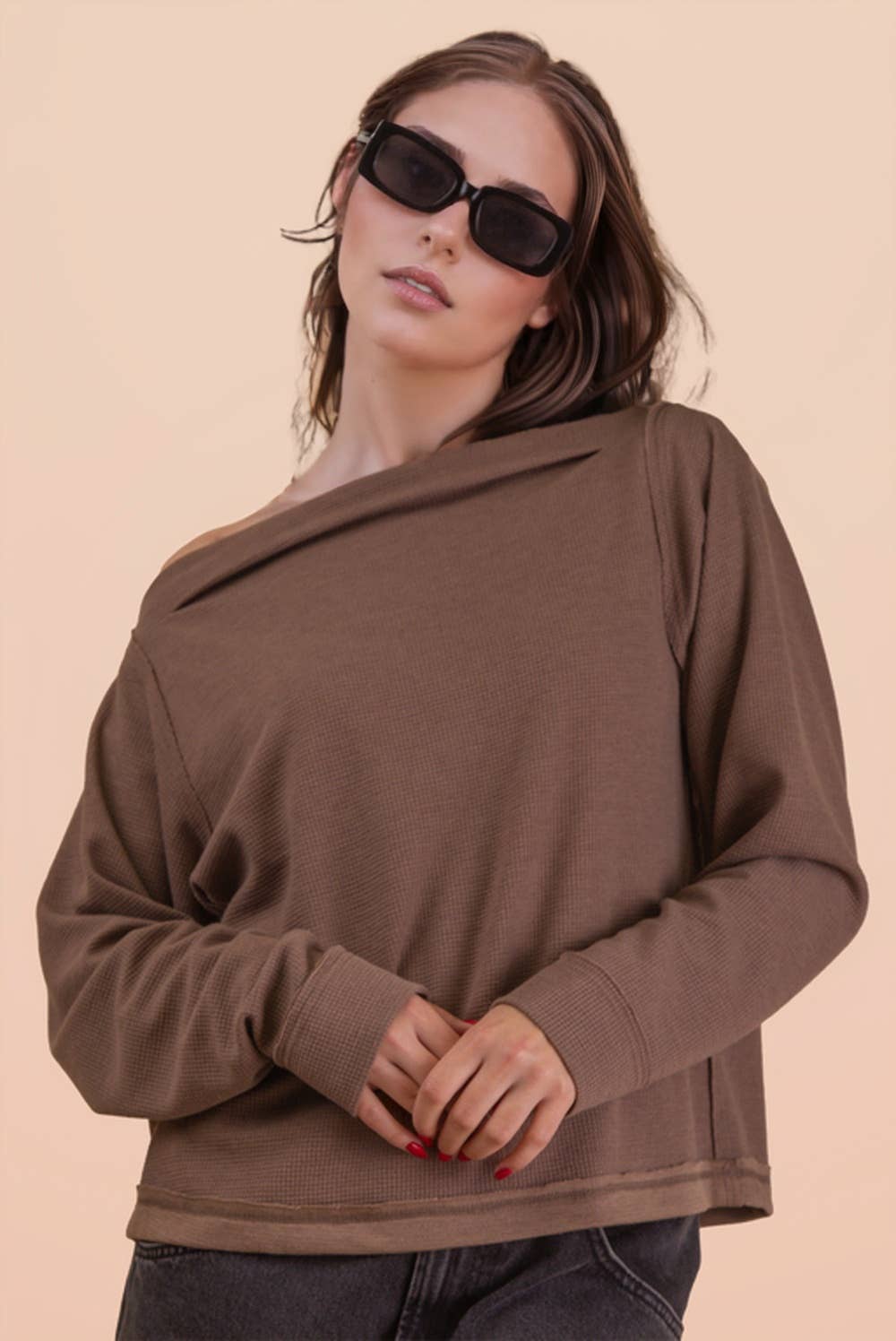 Boat Neck Solid Casual Knit Top