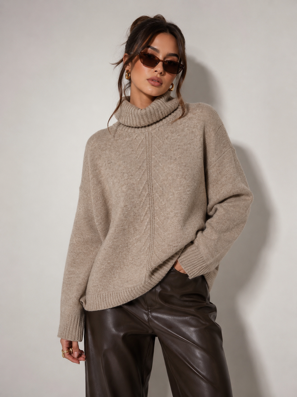 Cemia LA - Oversized Textured Turtleneck Sweater