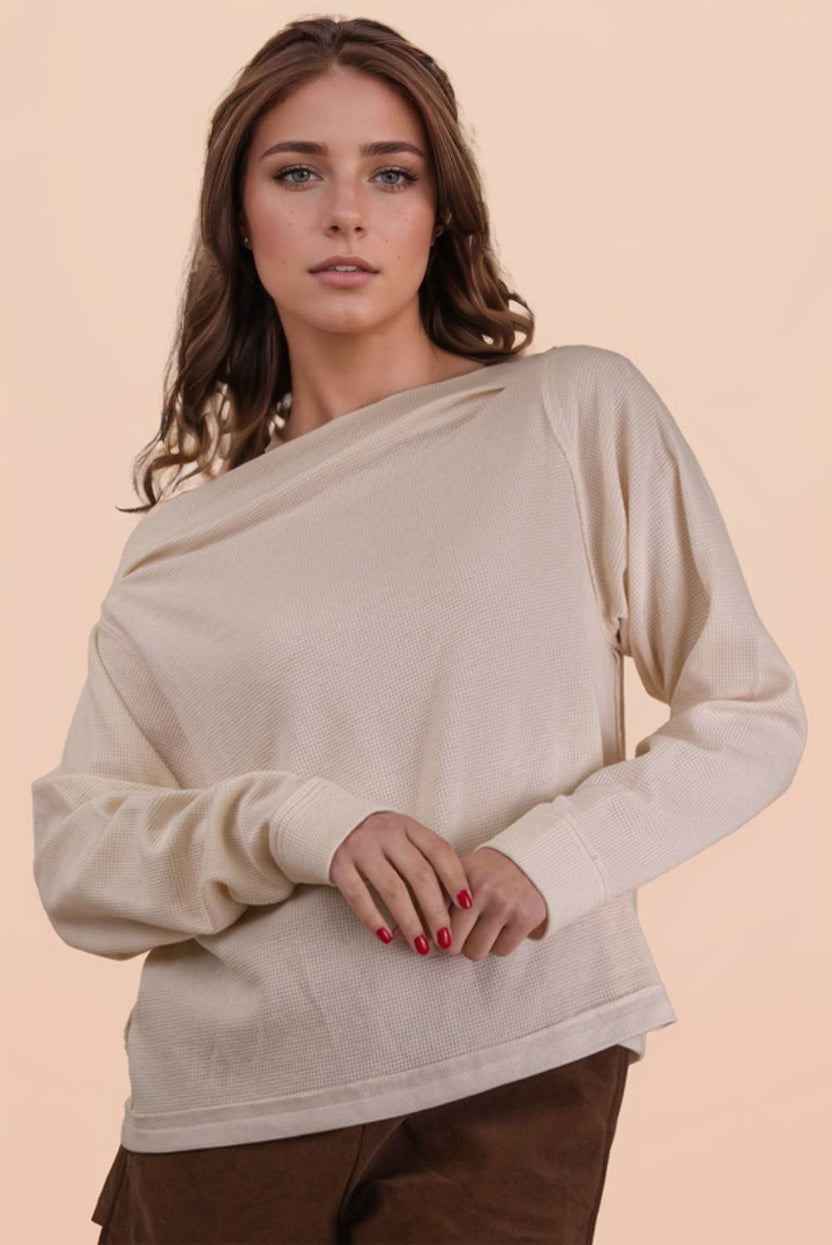 Boat Neck Solid Casual Knit Top