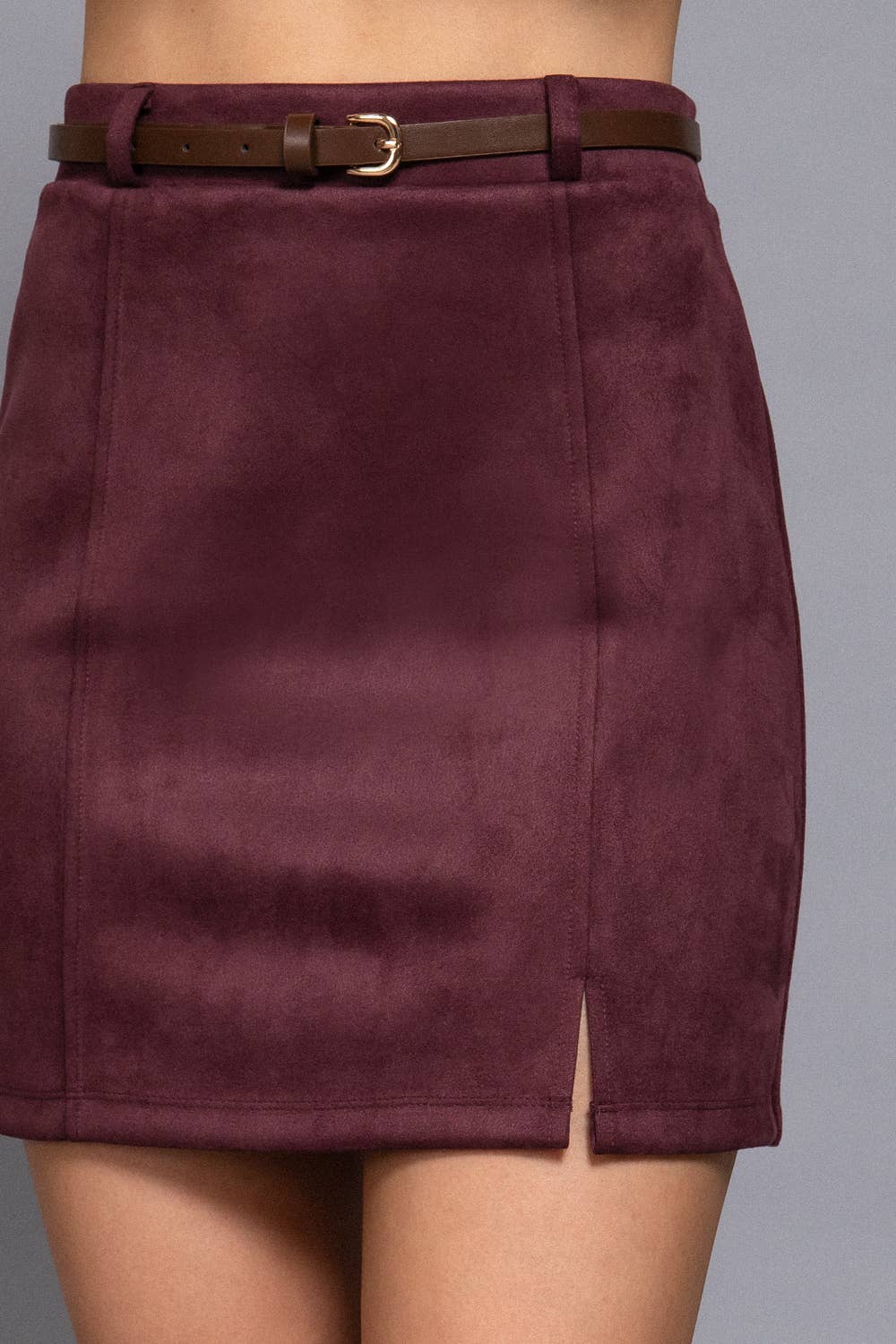 Active Basic | Active USA - Belted Faux Suede Mini Skirt