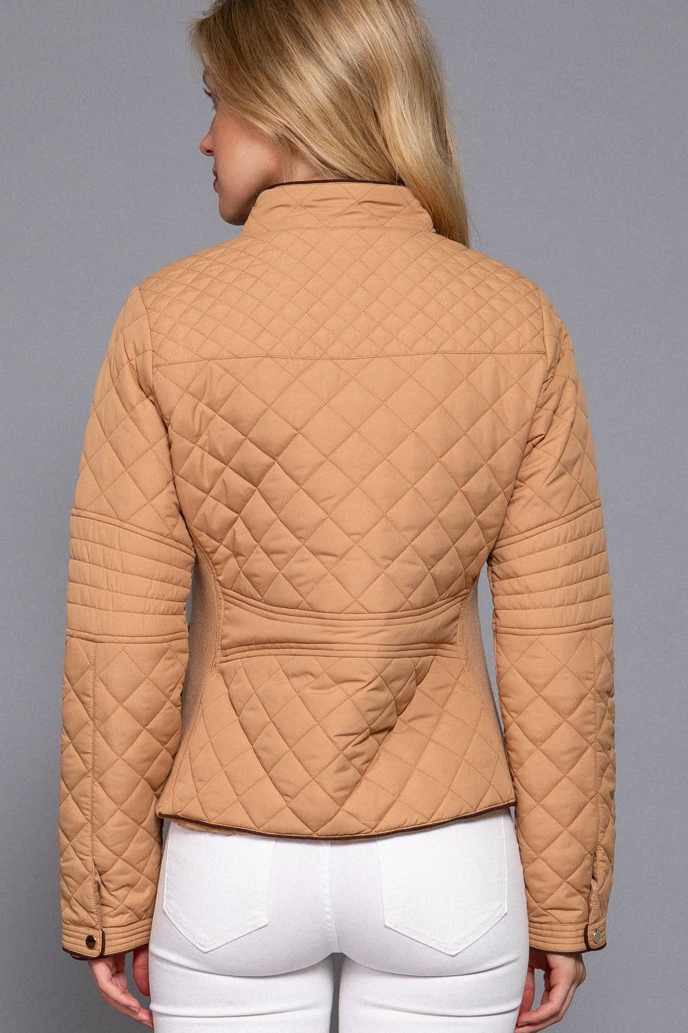 Active Basic | Active USA - Suede Piping Detail Rib Quilted Padding Jacket