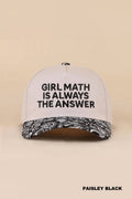 Vanilla Monkey - Girl Math Is Always The Answer Two Tone Snapback Hat