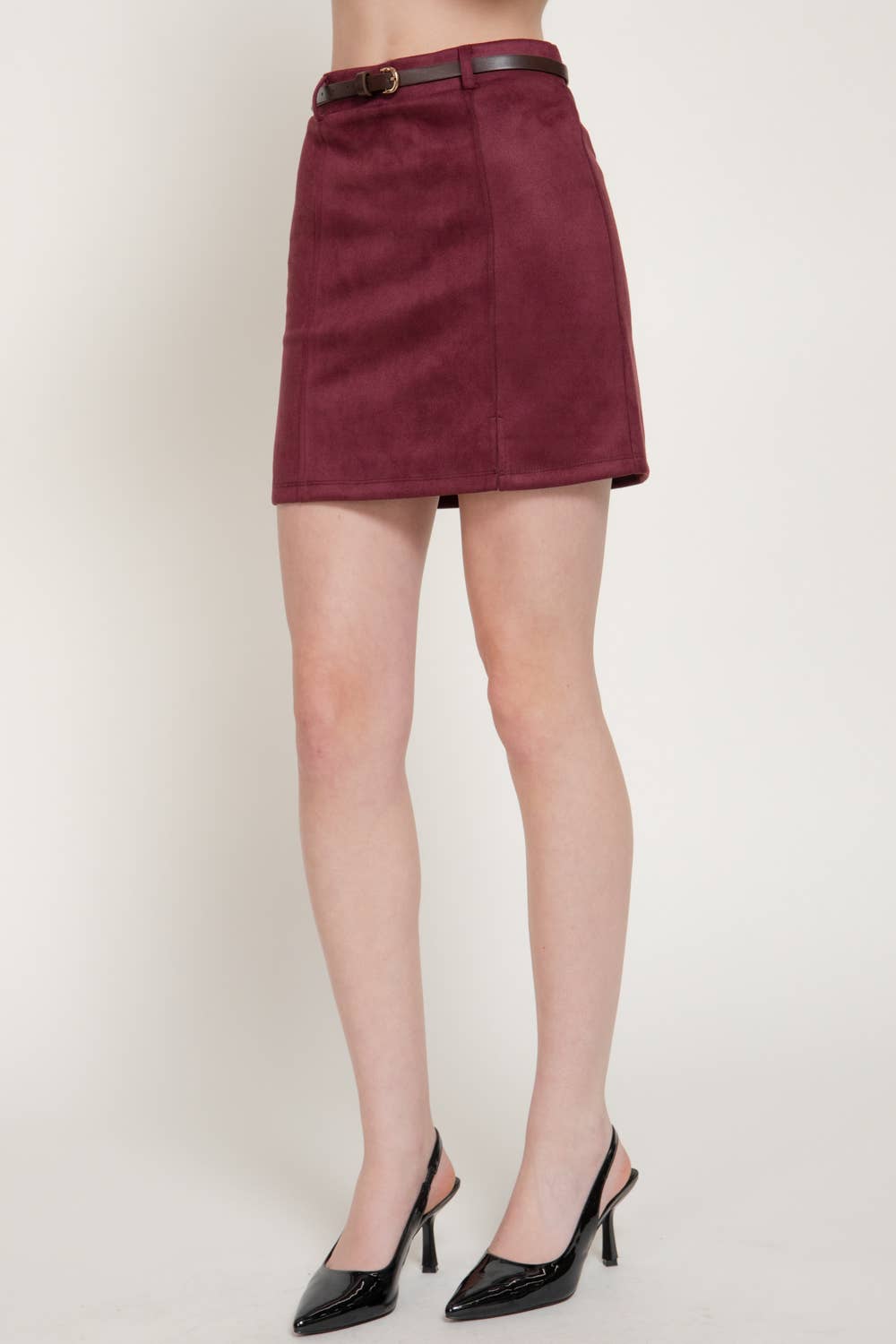 Active Basic | Active USA - Belted Faux Suede Mini Skirt
