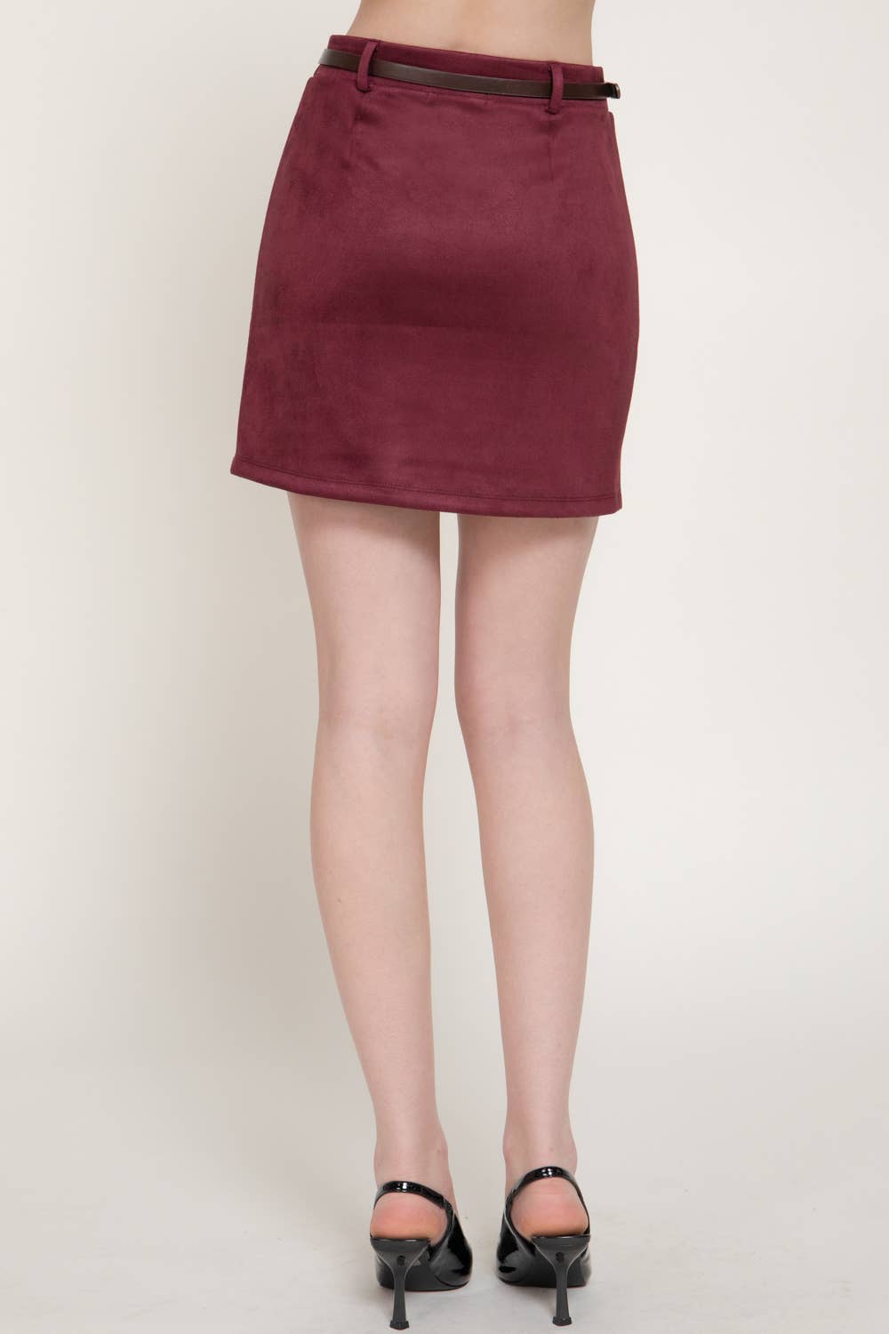 Active Basic | Active USA - Belted Faux Suede Mini Skirt