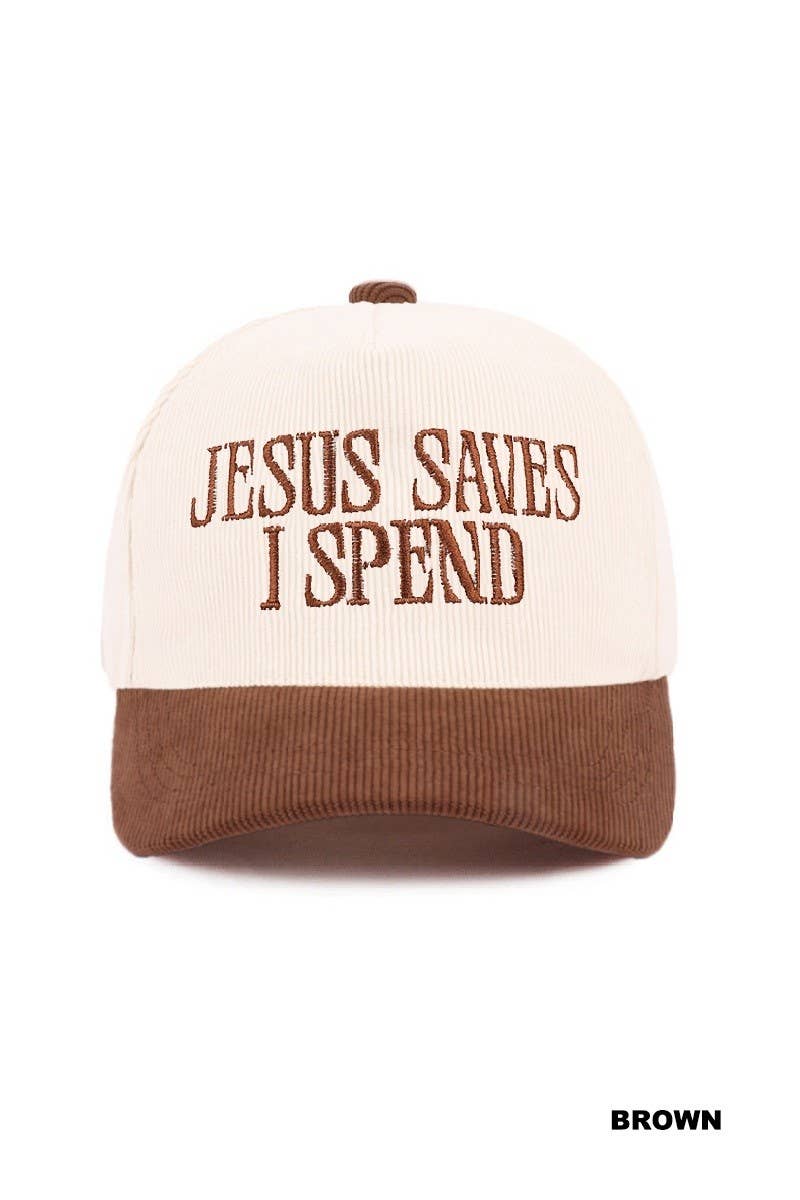 Vanilla Monkey - Jesus Saves I Spend Two Tone Corduroy Cap