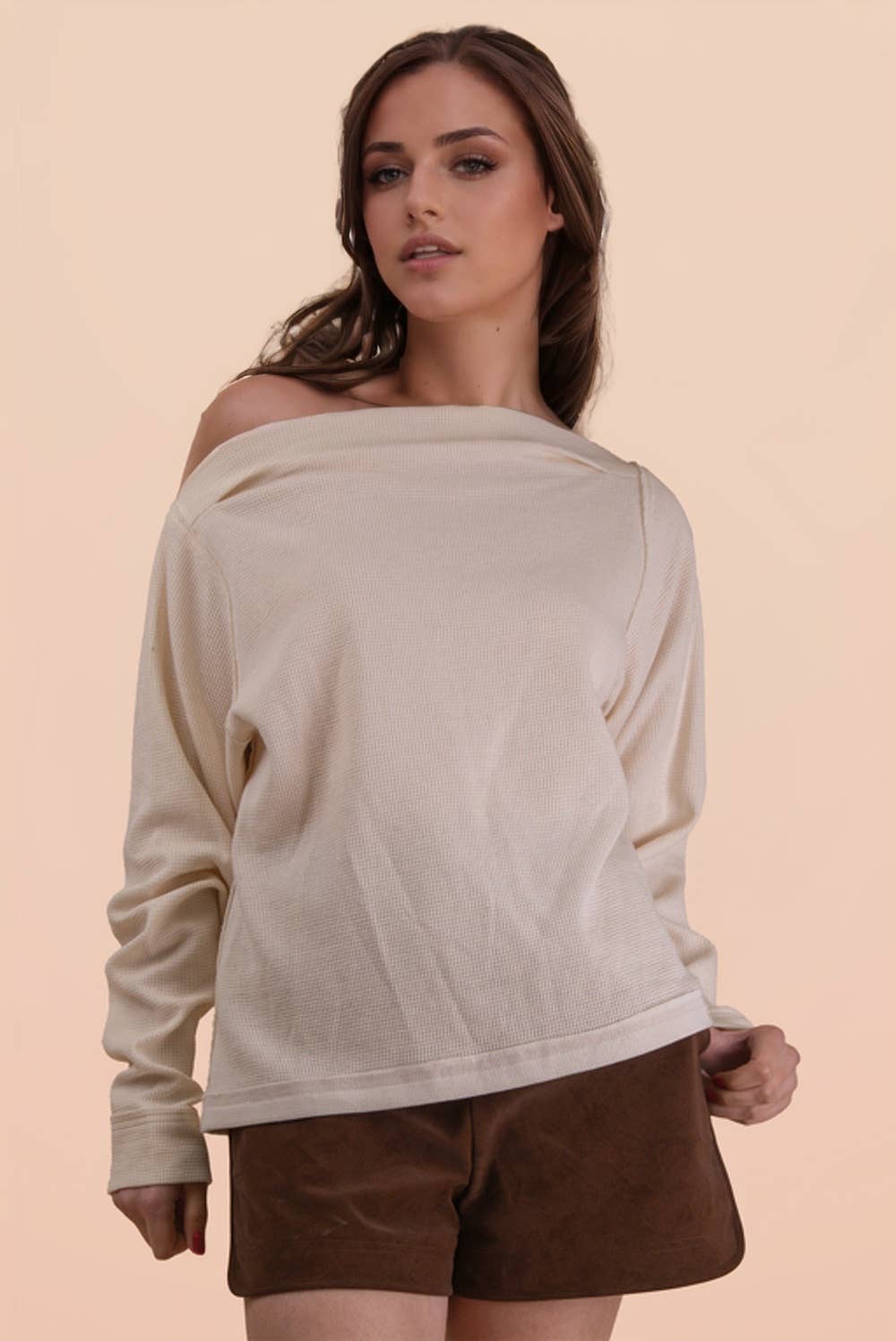 Boat Neck Solid Casual Knit Top