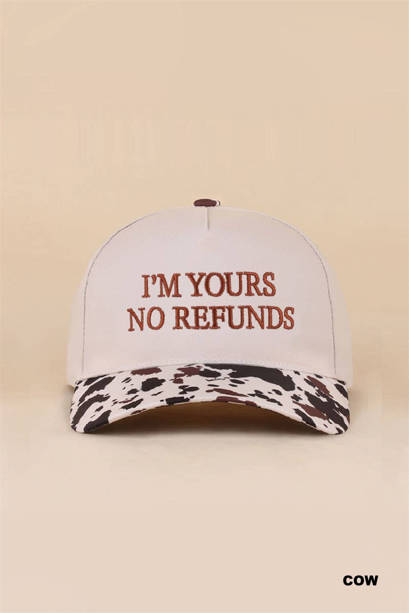 Vanilla Monkey - I'm Yours No Refunds Two Tone Canvas Cotton Cap