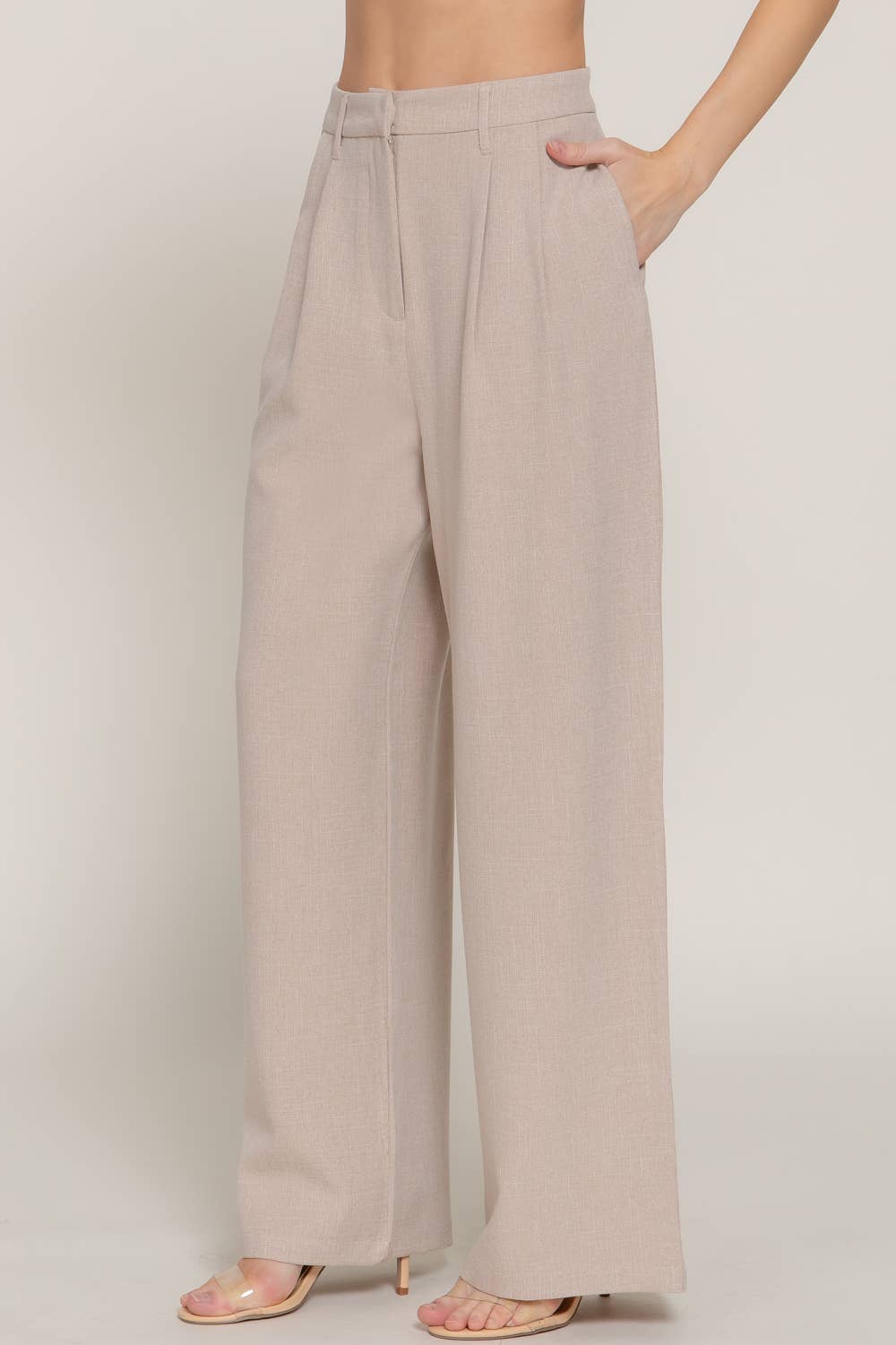 Active Basic | Active USA - Waist Pleats Wide Leg Long Pants
