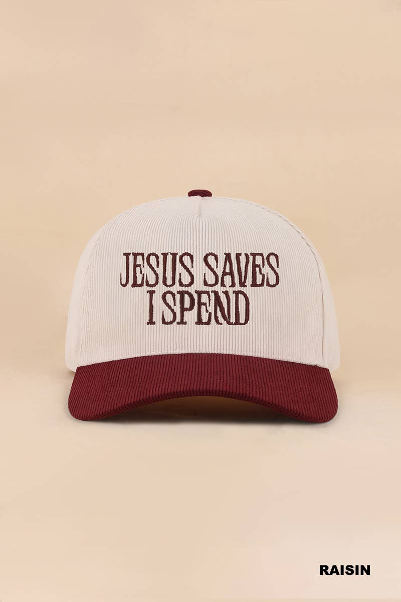 Vanilla Monkey - Jesus Saves I Spend Two Tone Corduroy Cap