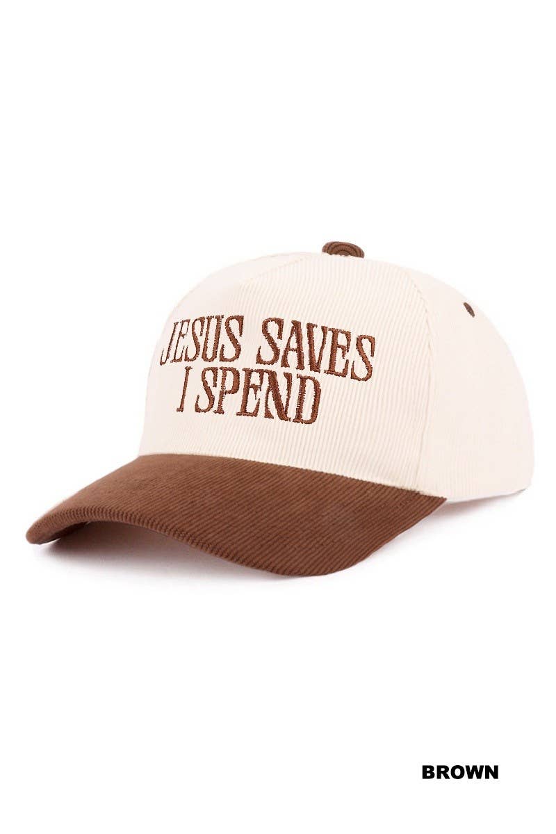 Vanilla Monkey - Jesus Saves I Spend Two Tone Corduroy Cap