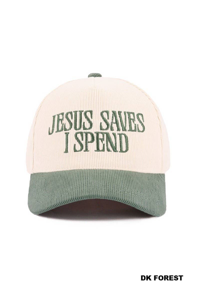 Vanilla Monkey - Jesus Saves I Spend Two Tone Corduroy Cap