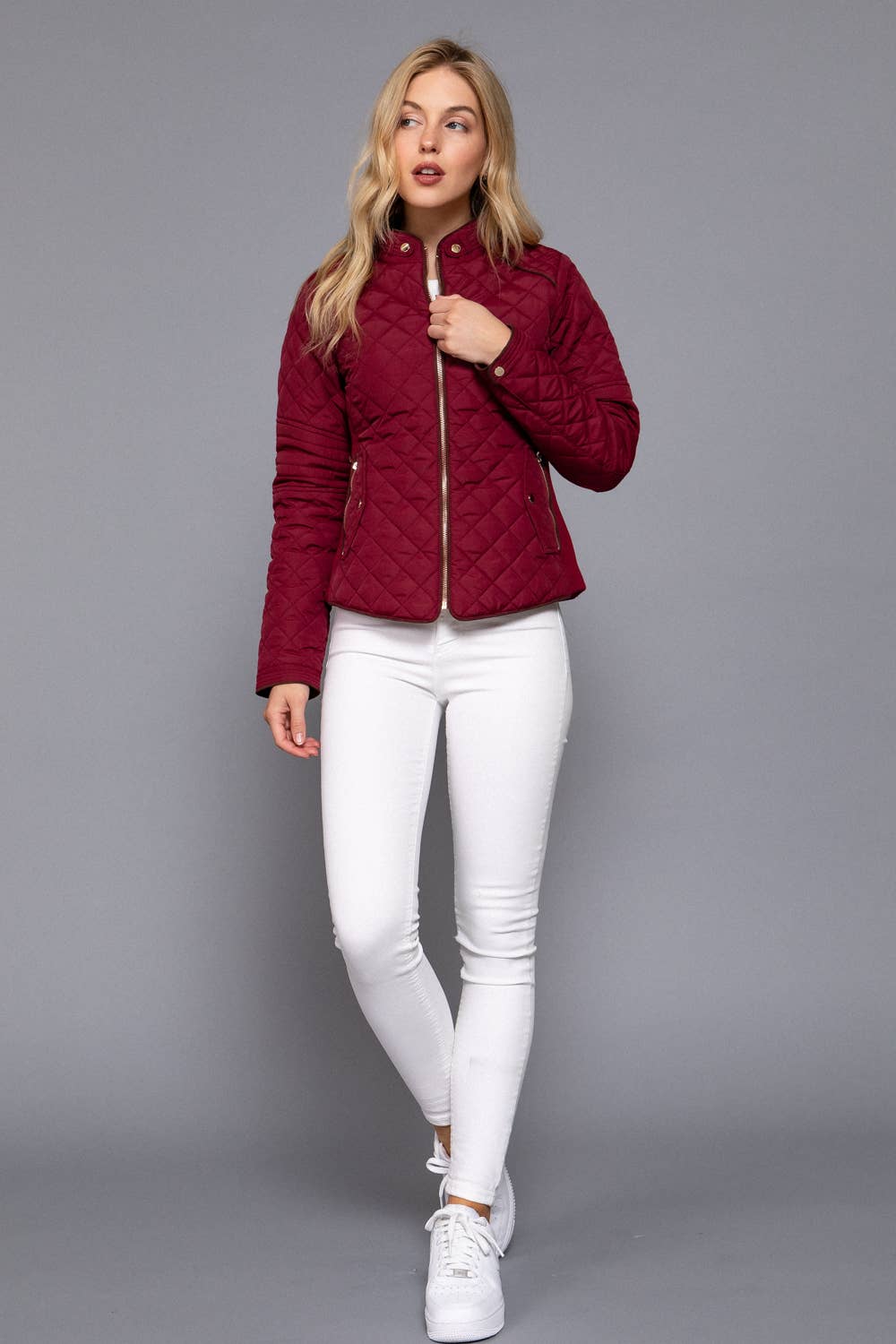 Active Basic | Active USA - Suede Piping Detail Rib Quilted Padding Jacket