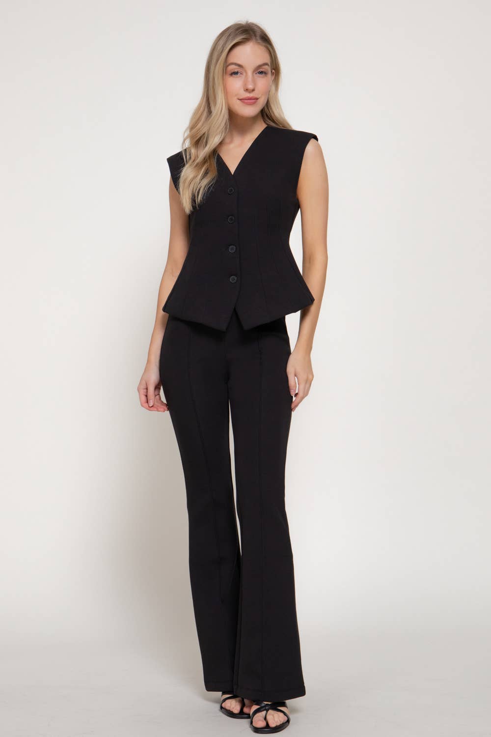 Active Basic | Active USA - Flare Knit Pants with Center Pintuck Seams