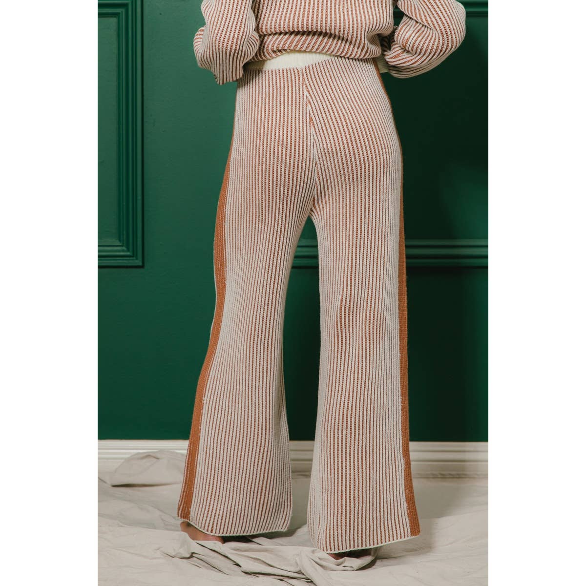 BiBi - TWO TONE RIB TEXTURE SWEATER AND PANTS SET