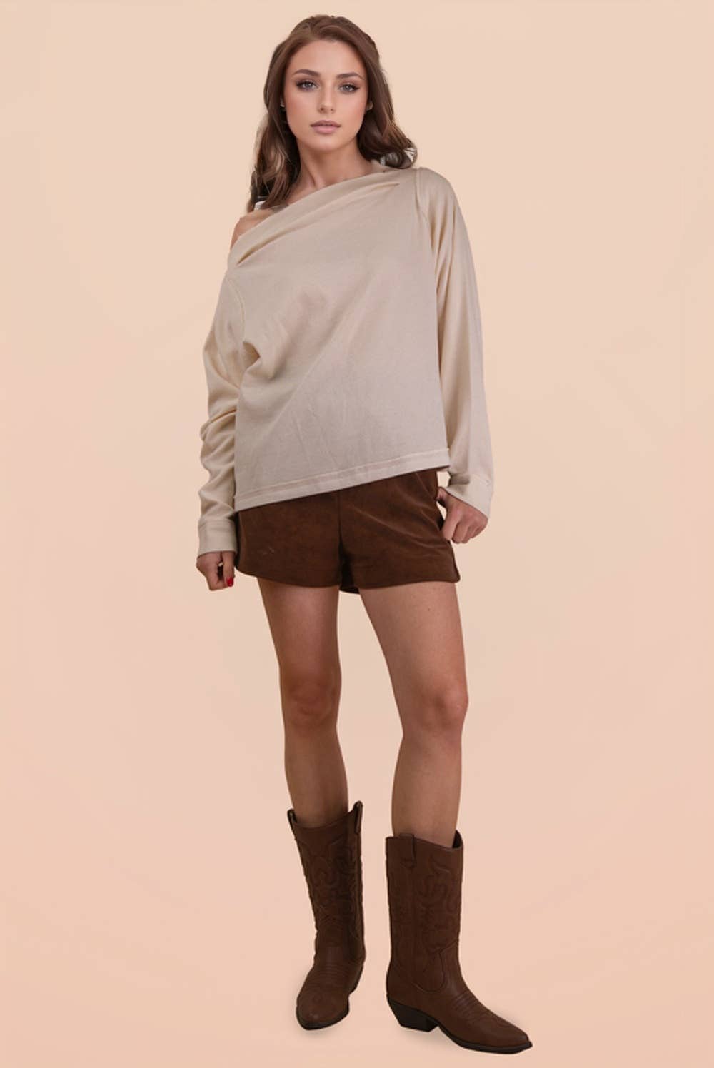 Boat Neck Solid Casual Knit Top
