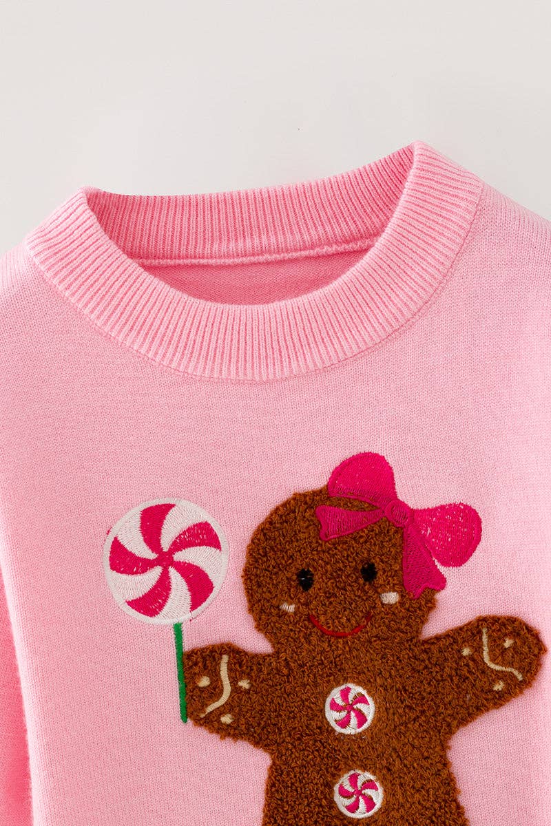 Kids Charm Online - Ginger cookie pink knit sweater with bow on sleeves. TPG60738 MON
