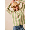 BiBi - STRIPED SWEATER TOP WITH FRONT BUTTONED