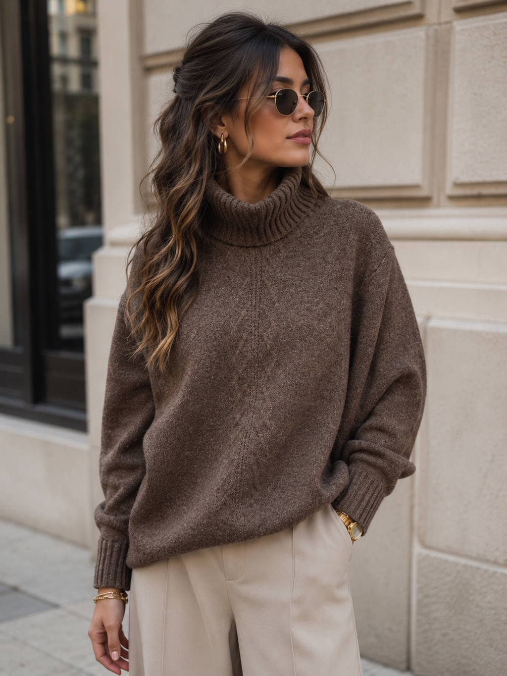 Cemia LA - Oversized Textured Turtleneck Sweater