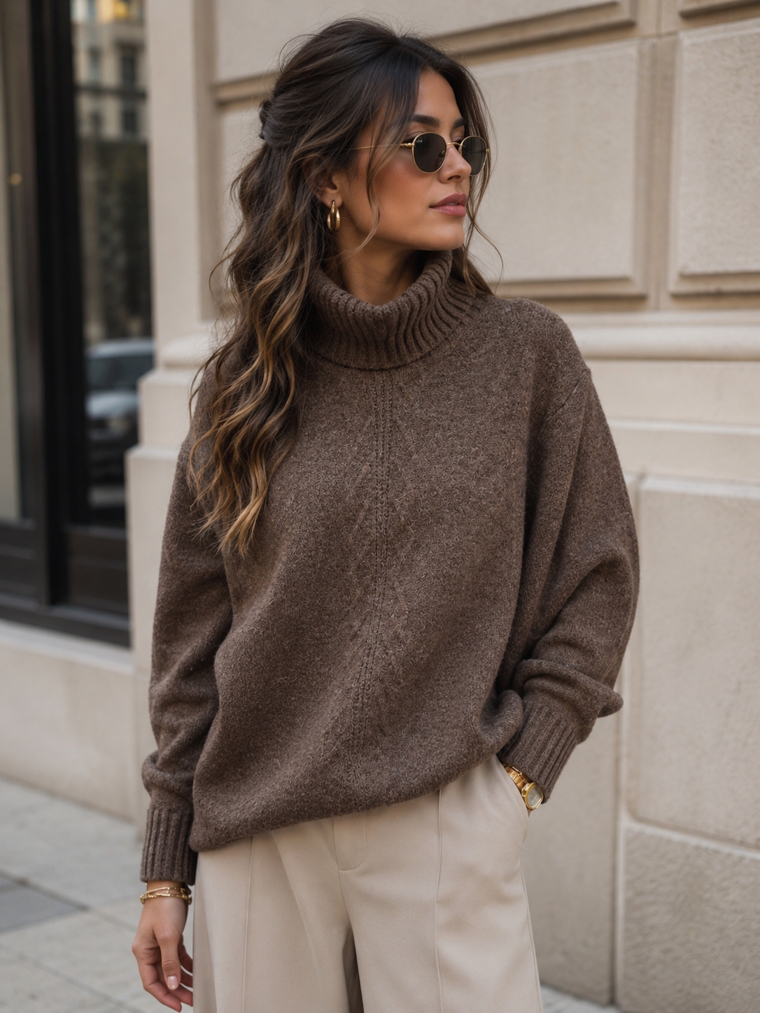 Cemia LA - Oversized Textured Turtleneck Sweater