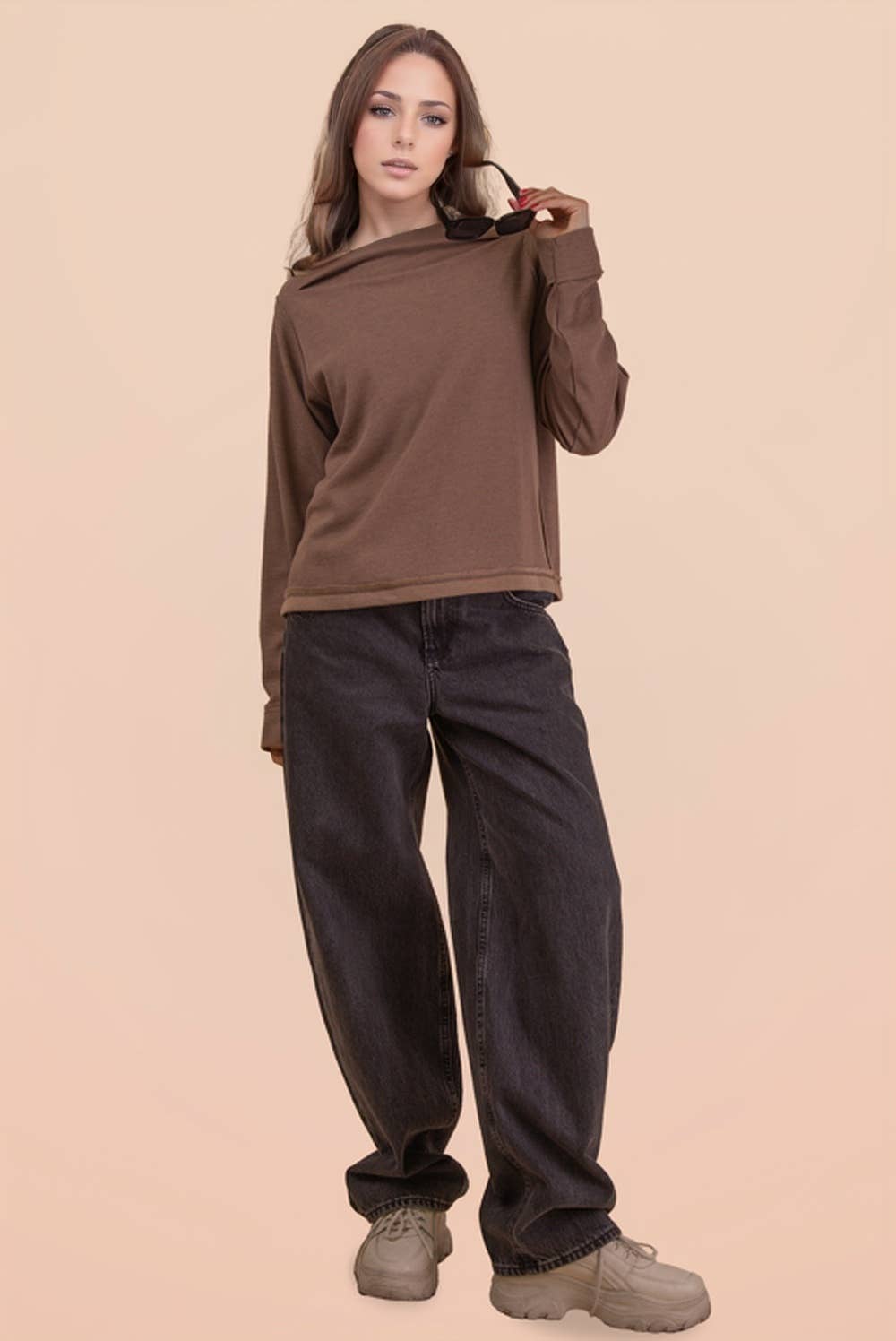 Boat Neck Solid Casual Knit Top